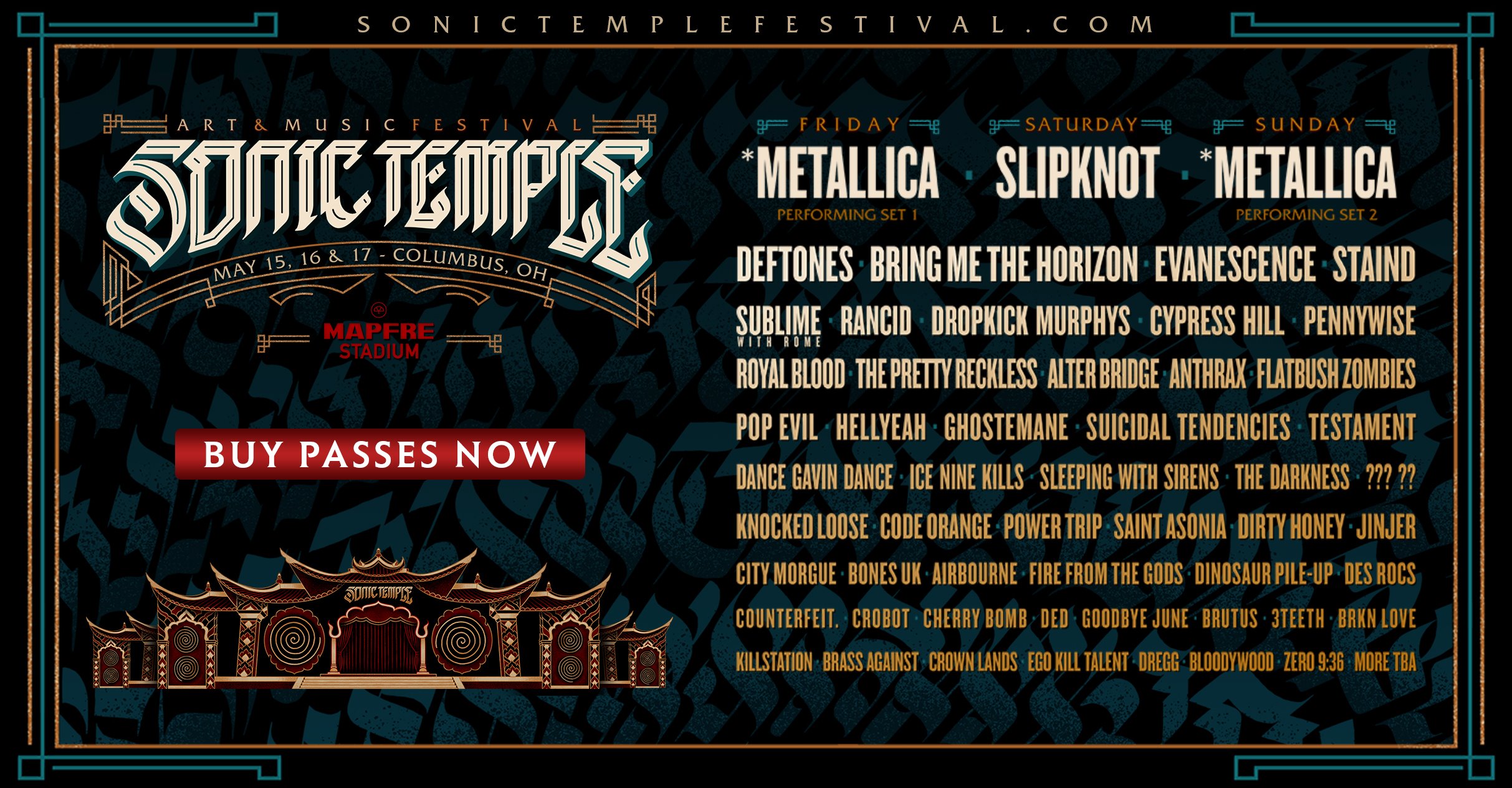 Sonic Temple Music + Arts Festival 2020 Announced - Music Madness 